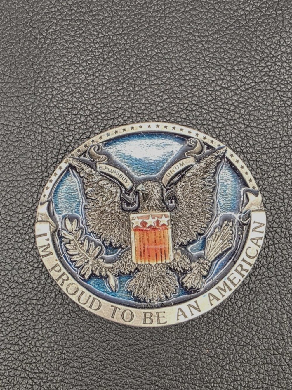 Vtg 1981 Bergamot Brass Works I'm Proud To Be An American Belt Buckle H-132 USA